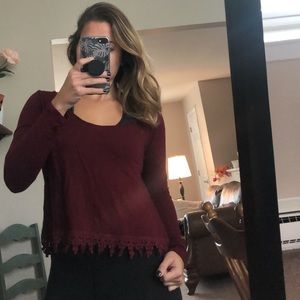 Long Sleeve Shirt With Lace Fringe